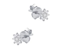 Beautiful Flower CZ Silver Stud Earring STS-6465